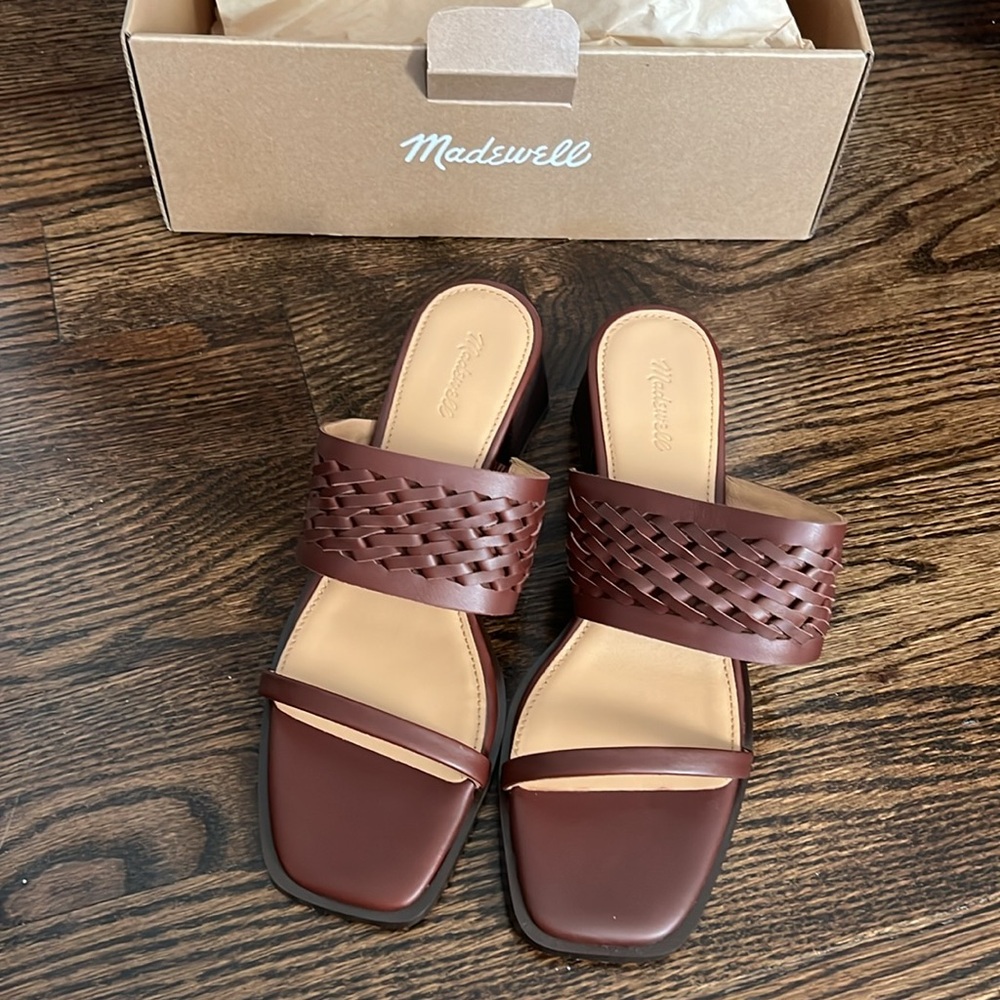 Madewell Brown Mule Block-Heel Sandals